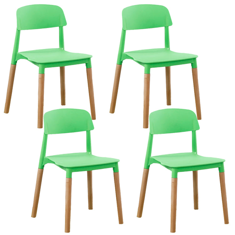 Home Plastic Armless Dining Chair Open Back Dining Side Chairs with Wood Legs