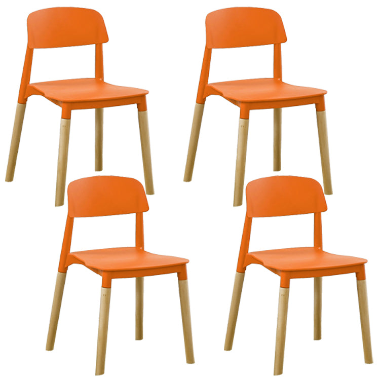 Home Plastic Armless Dining Chair Open Back Dining Side Chairs with Wood Legs
