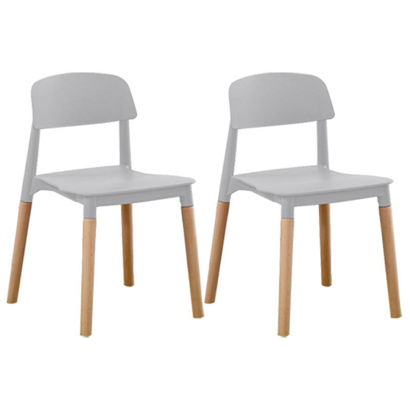 Home Plastic Armless Dining Chair Open Back Dining Side Chairs with Wood Legs