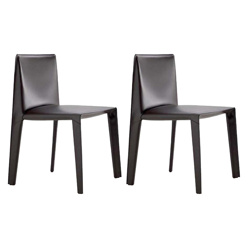 Home Modern Style Side Chair Solid Back Metal Upholstered Dining Room Chair