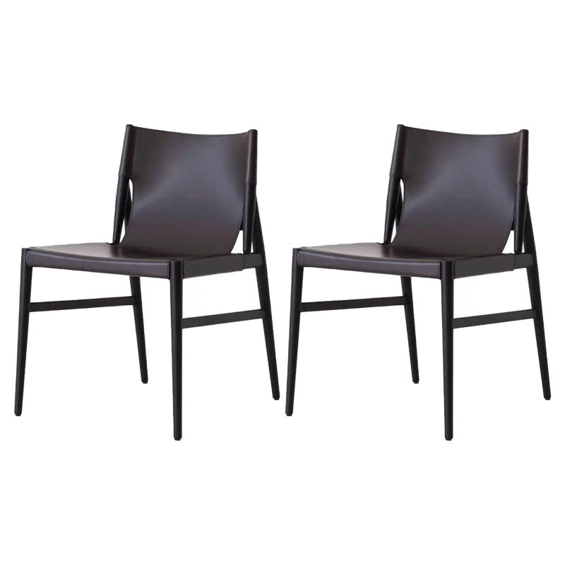 Leather Armless Dining Chairs Home Upholstered Side Chairs with Wood Legs