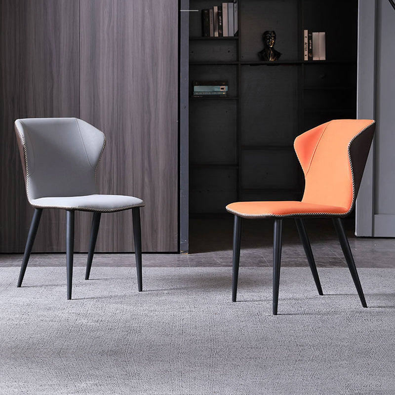 Silla lateral interior industrial Wingback Silla de comedor tapizada de metal