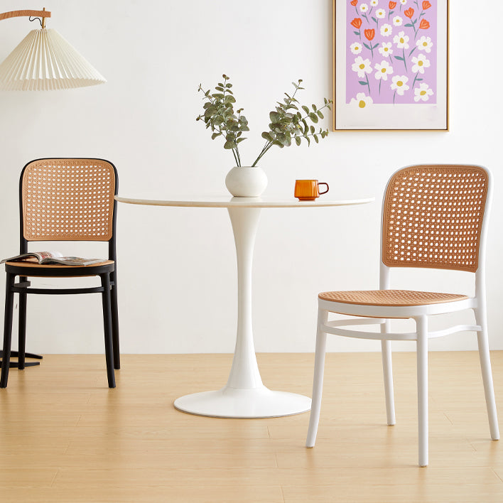 Silla lateral contemporánea interior Silla de comedor plástica con respaldo abierto