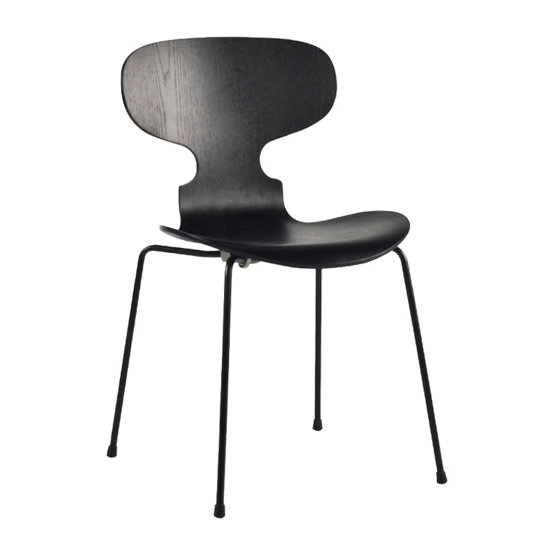 Silla lateral casera contemporánea Silla de comedor tapizada de metal con respaldo sólido