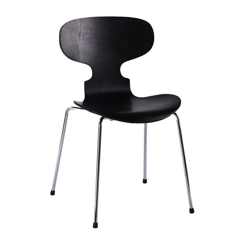 Contemporary Home Side Chair Solid Back Metal Upholstered Dining Room Chair