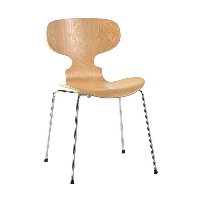 Silla lateral casera contemporánea Silla de comedor tapizada de metal con respaldo sólido