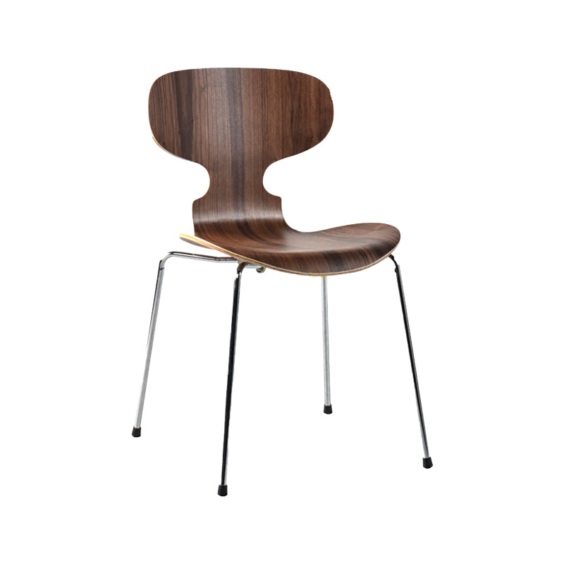 Contemporary Home Side Chair Solid Back Metal Upholstered Dining Room Chair