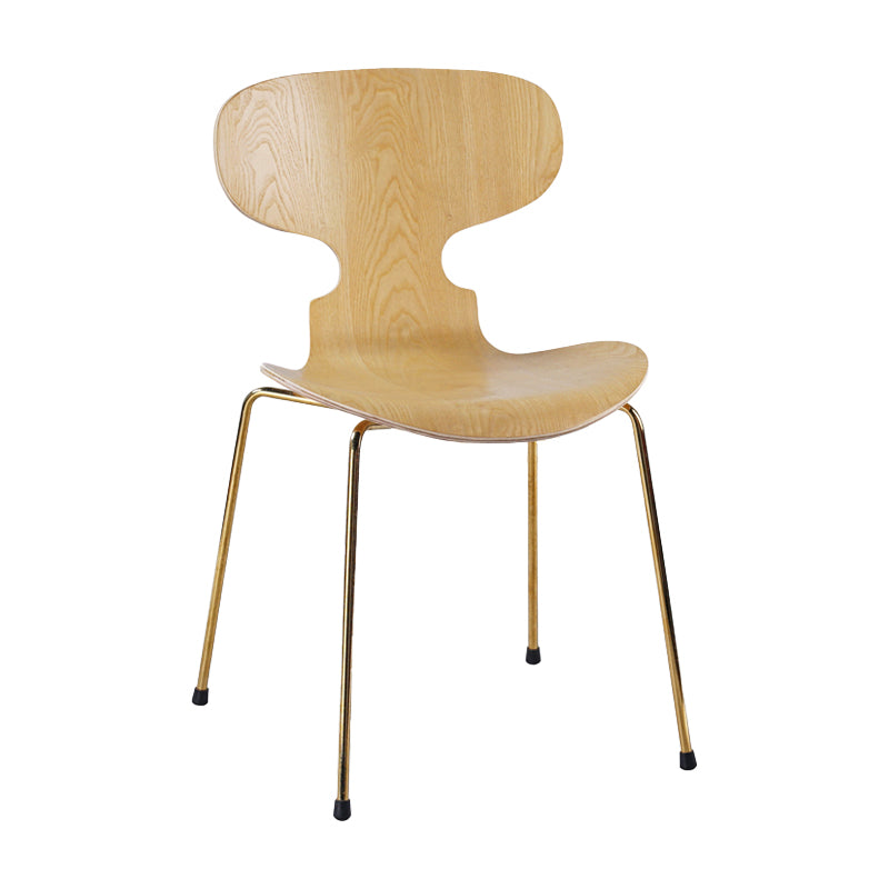Silla lateral casera contemporánea Silla de comedor tapizada de metal con respaldo sólido