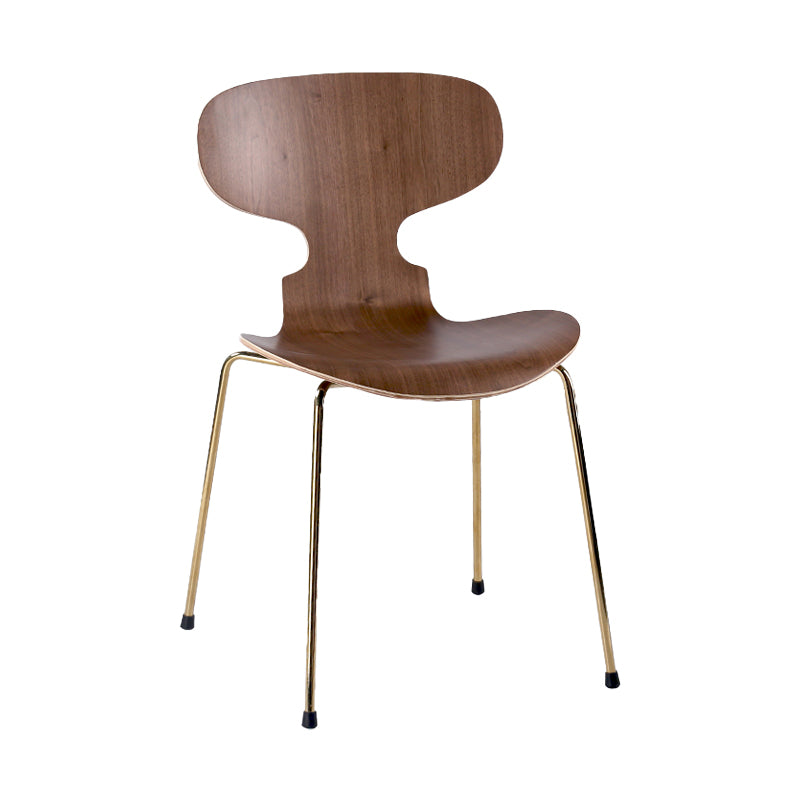 Silla lateral casera contemporánea Silla de comedor tapizada de metal con respaldo sólido