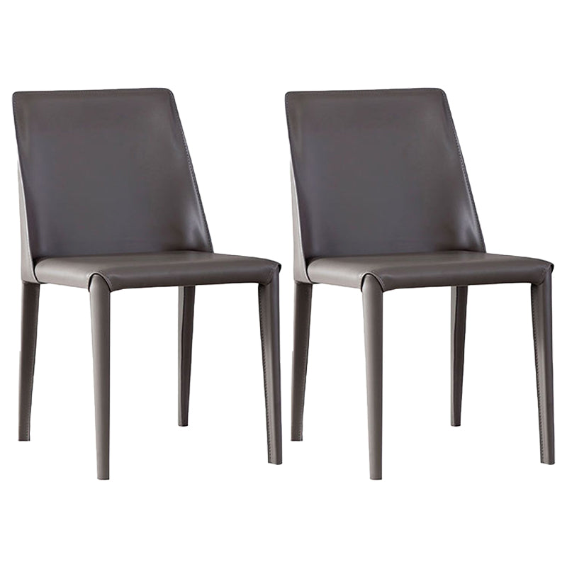 Modern Style Home Side Chair Solid Back Metal Upholstered Dining Room Chair