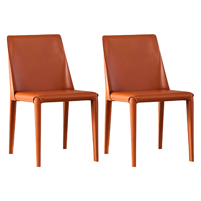 Modern Style Home Side Chair Solid Back Metal Upholstered Dining Room Chair