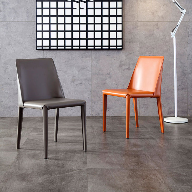 Silla lateral casera de estilo moderno Silla tapizada de metal con respaldo sólido para comedor