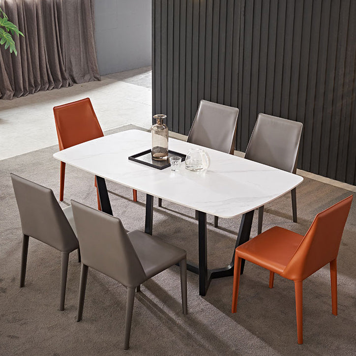 Silla lateral casera de estilo moderno Silla tapizada de metal con respaldo sólido para comedor