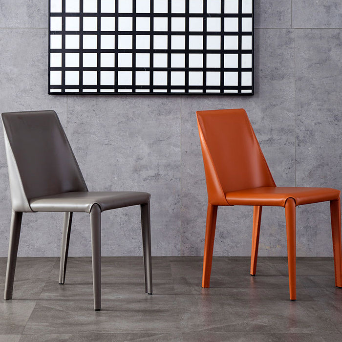 Silla lateral casera de estilo moderno Silla tapizada de metal con respaldo sólido para comedor