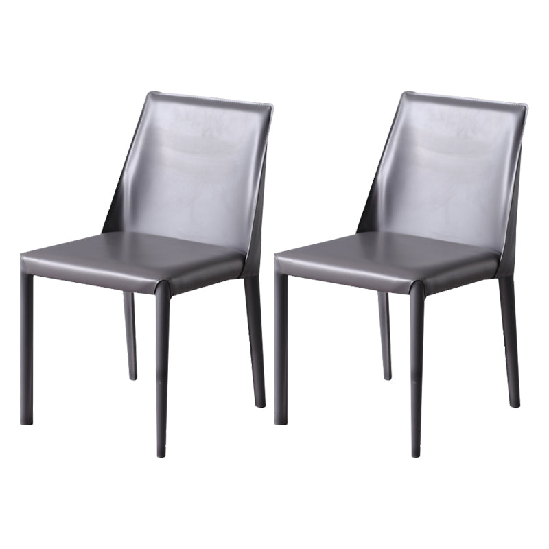 Home Leather Armless Dining Chairs Upholstered Side Chairs with Metal Legs