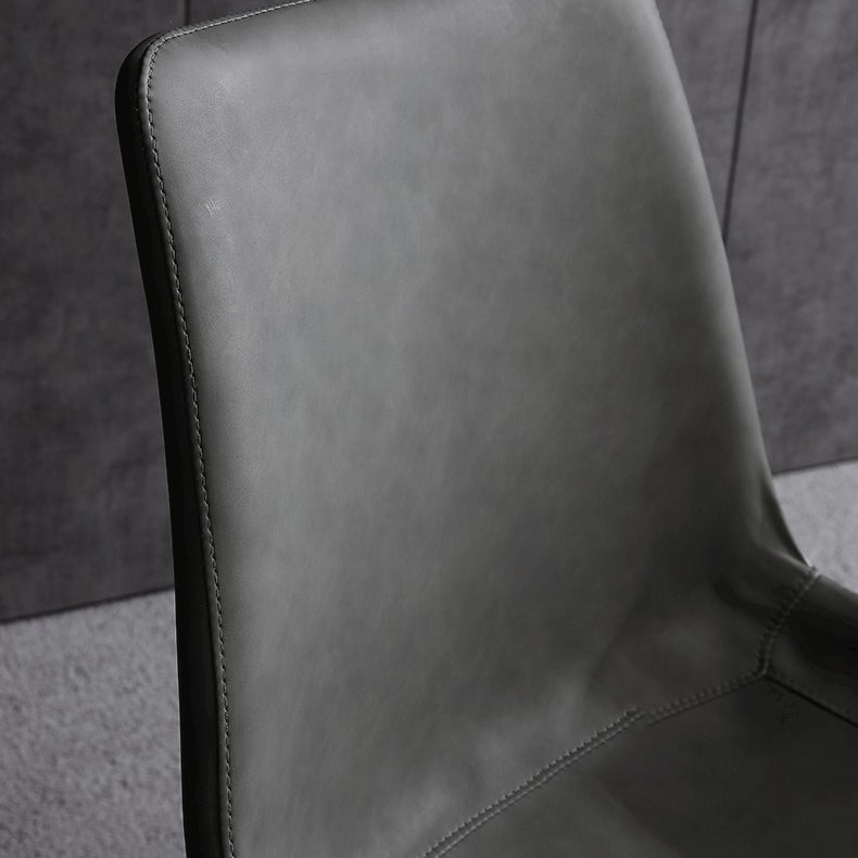 Silla auxiliar de cuero para el hogar moderno, respaldo sólido, silla de comedor con patas de metal