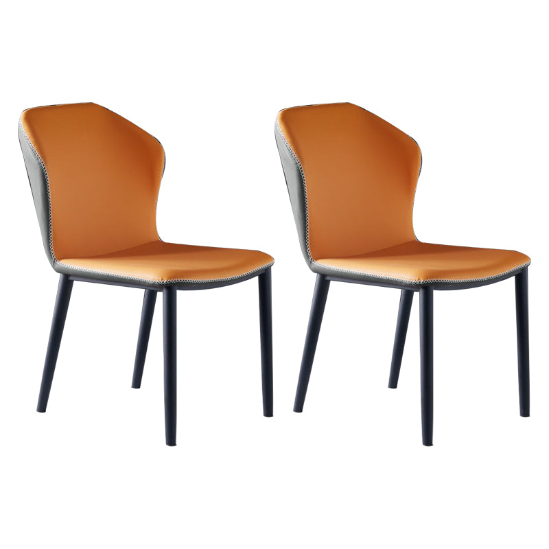 Modern Leather Restaurant Side Chair Matte Finish Wingback Dining Chair