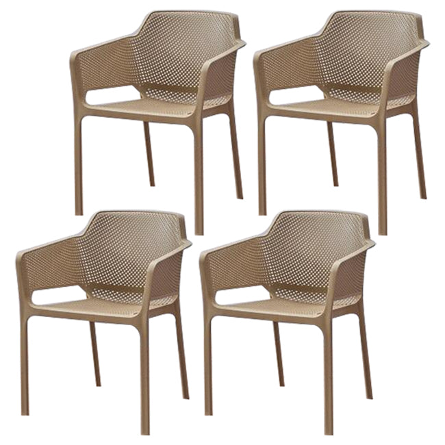 Scandinavian Plastic Dining Arm Chairs Stackable Indoor Dining Armchairs