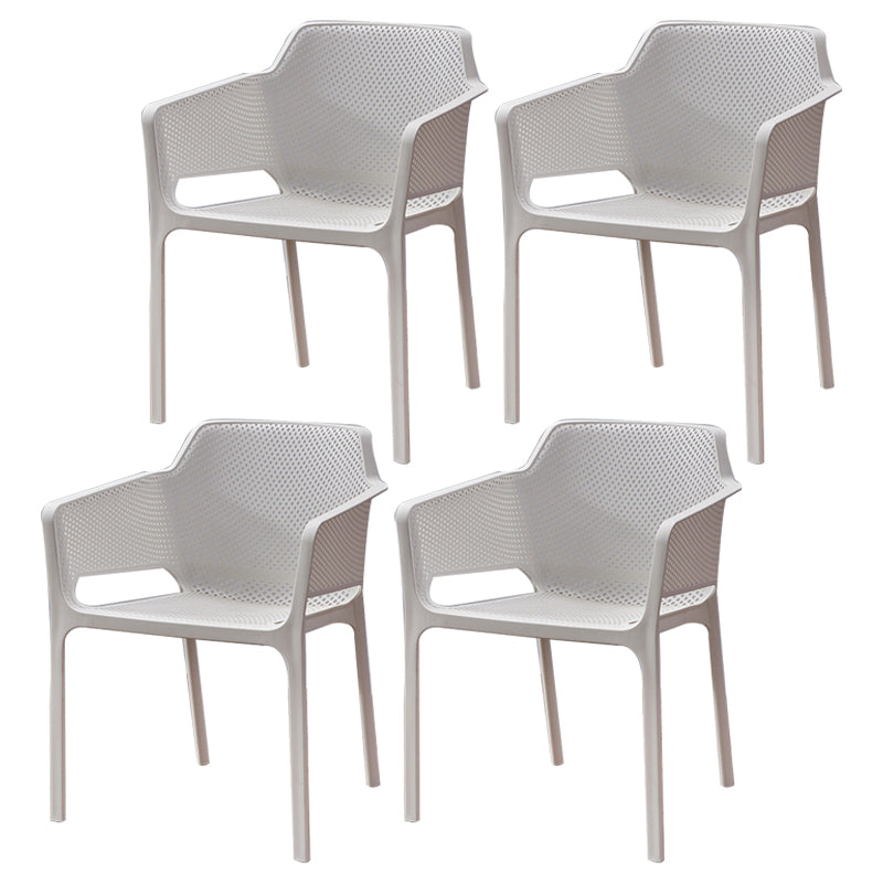 Scandinavian Plastic Dining Arm Chairs Stackable Indoor Dining Armchairs