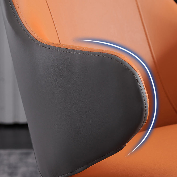 Silla de comedor de cuero contemporánea con respaldo sólido con acabado mate y sillón de hotel