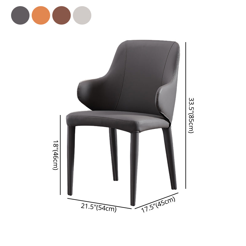 Silla de comedor de cuero contemporánea con respaldo sólido con acabado mate y sillón de hotel
