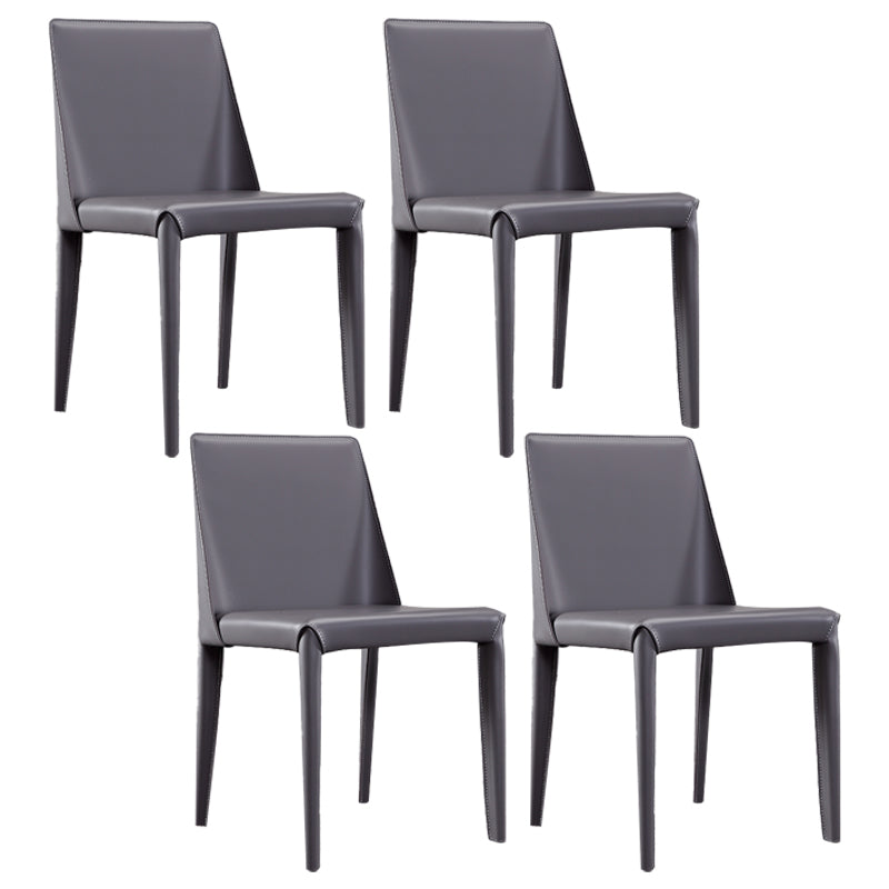 Modern Leather Restaurant Side Chair Solid Back Dining Armless Chair