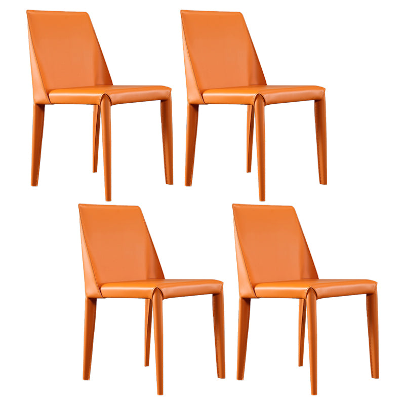 Modern Leather Restaurant Side Chair Solid Back Dining Armless Chair