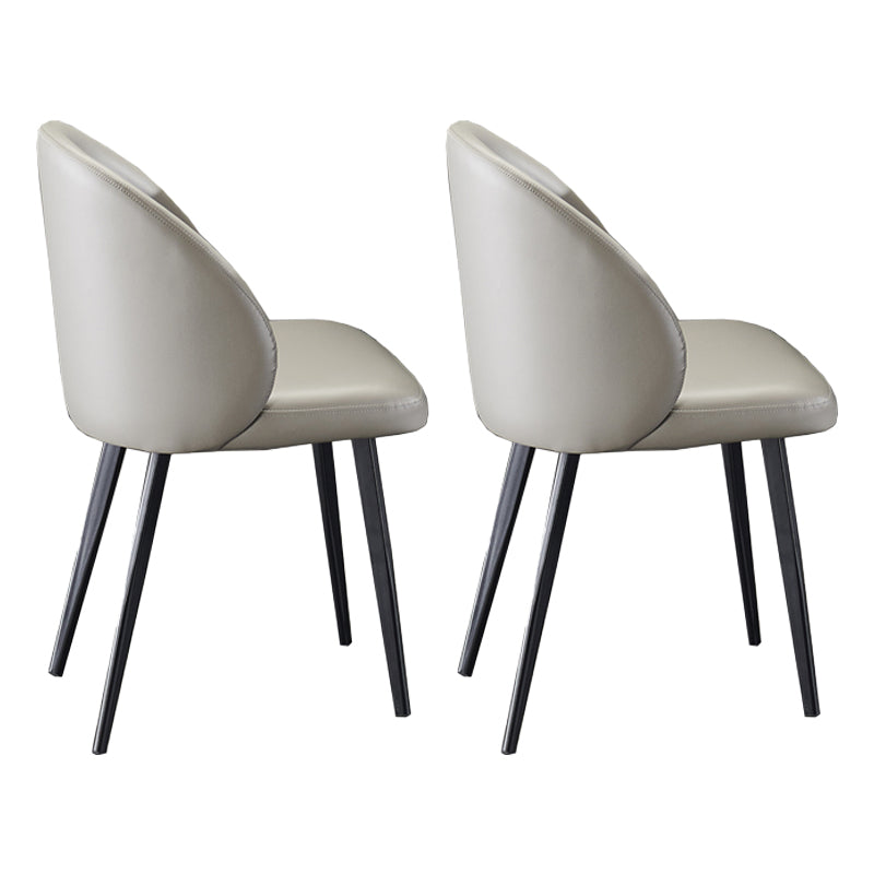 Industrial Metal Dining Room Chairs Armless Leather Dining Chairs for Home Use