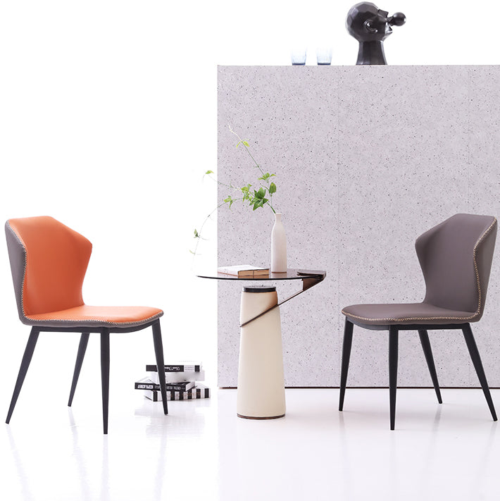 Silla lateral moderna de cuero sintético para restaurante, silla de comedor con respaldo lateral mate y acabado mate