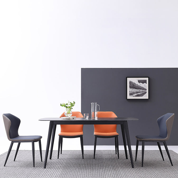 Silla lateral moderna de cuero sintético para restaurante, silla de comedor con respaldo lateral mate y acabado mate