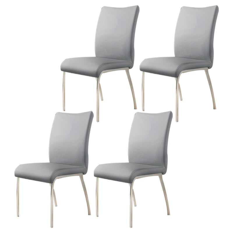 Silla sin brazos de comedor de cuero PU Glam, sillas de comedor de metal para uso doméstico