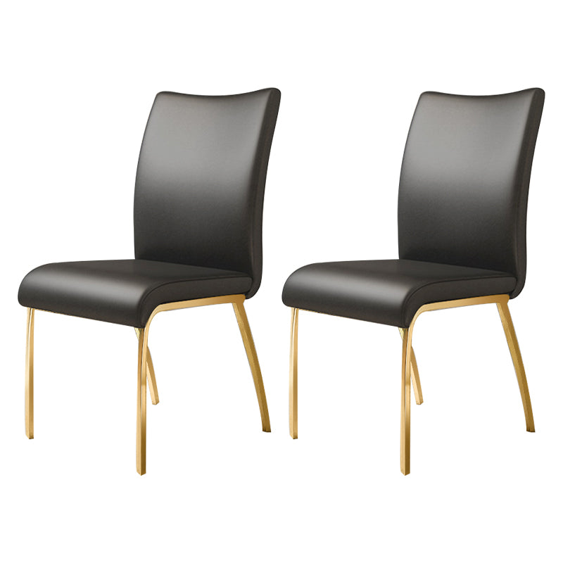 Silla sin brazos de comedor de cuero PU Glam, sillas de comedor de metal para uso doméstico