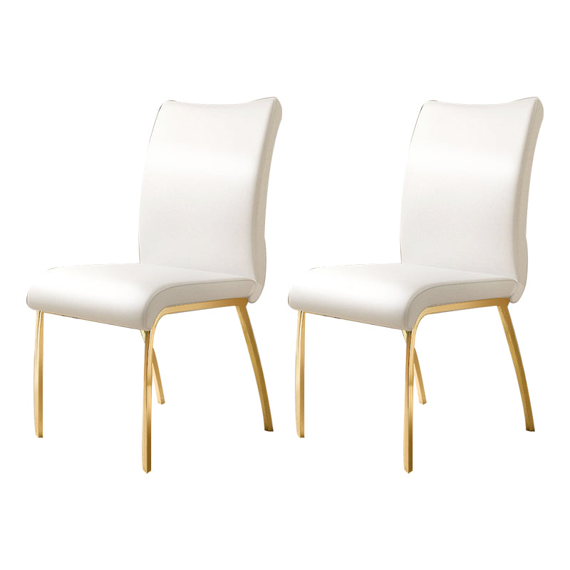 Silla sin brazos de comedor de cuero PU Glam, sillas de comedor de metal para uso doméstico