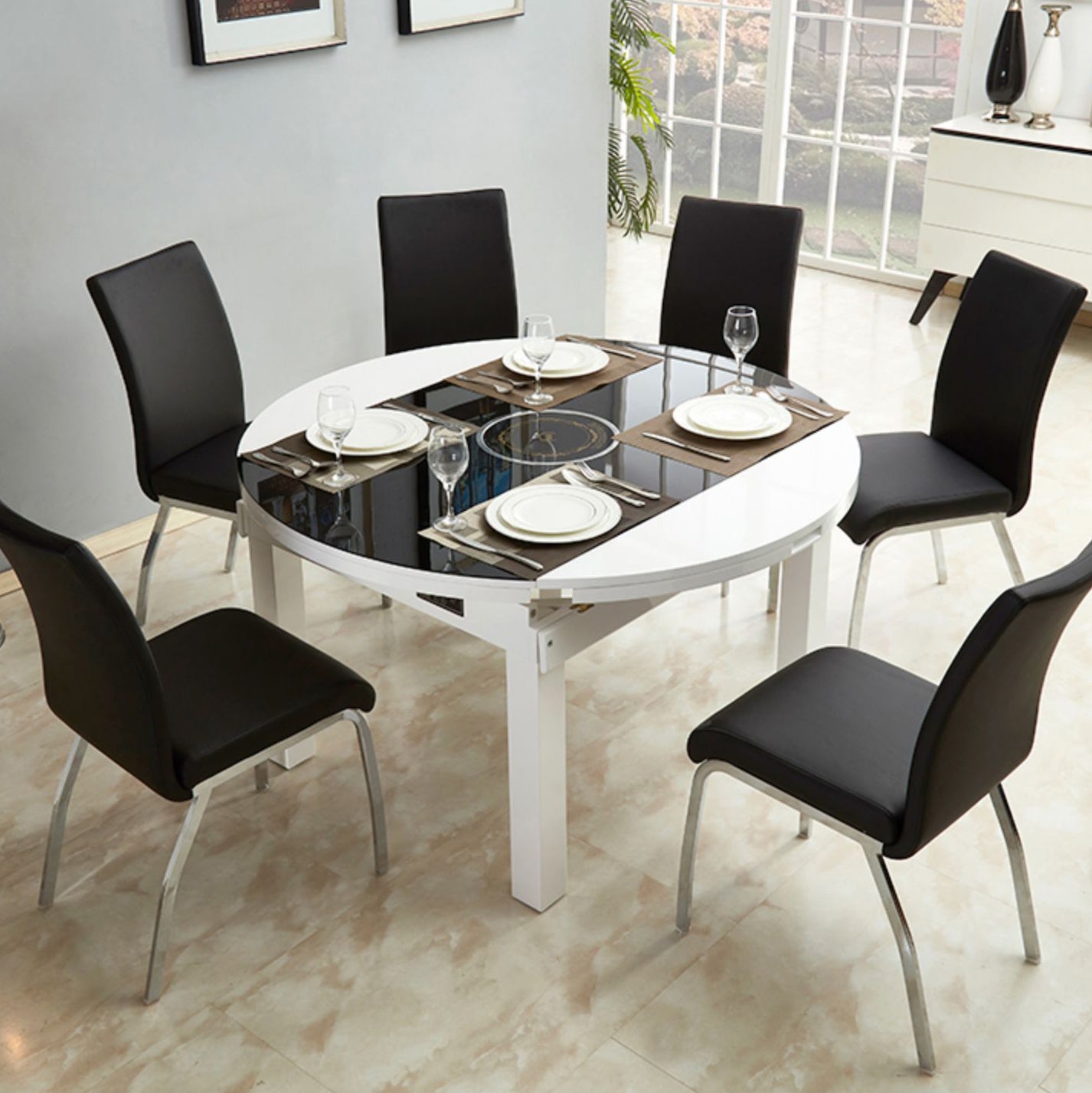Silla sin brazos de comedor de cuero PU Glam, sillas de comedor de metal para uso doméstico