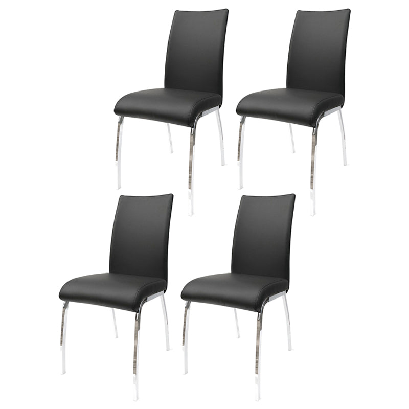 Silla sin brazos de comedor de cuero PU Glam, sillas de comedor de metal para uso doméstico