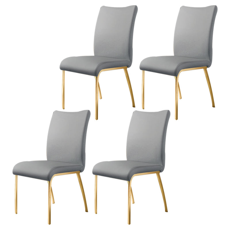 Silla sin brazos de comedor de cuero PU Glam, sillas de comedor de metal para uso doméstico