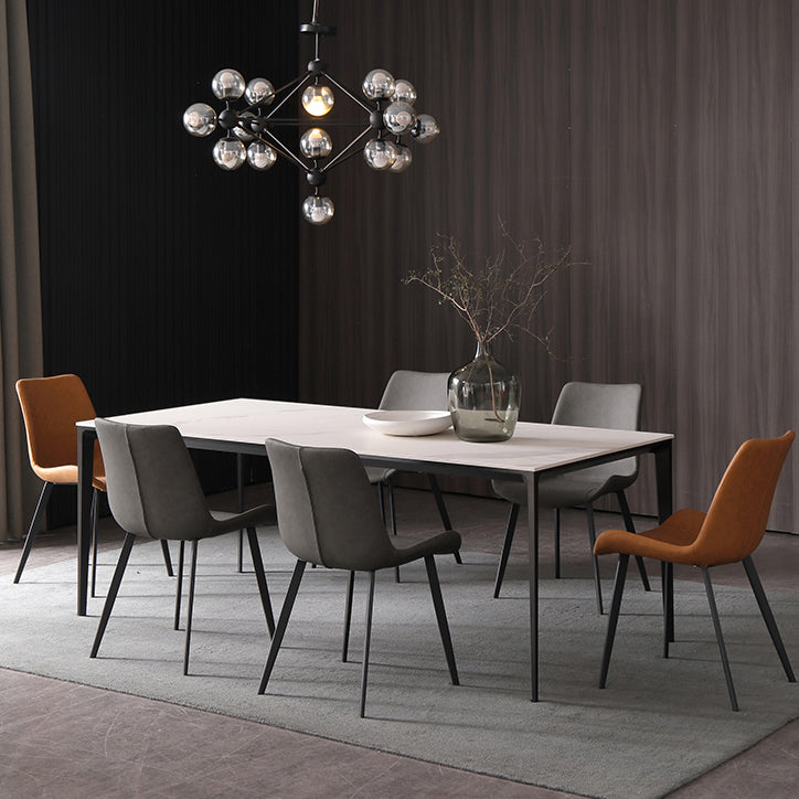 Restaurante contemporáneo Silla lateral de cuero Silla de comedor con respaldo sólido