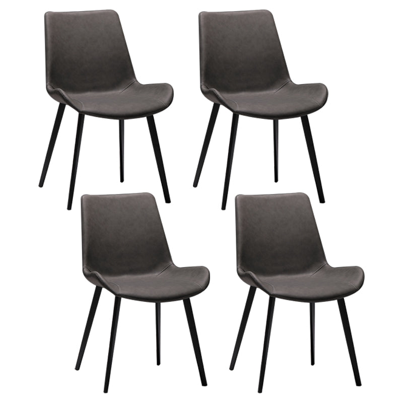 Contemporary Restaurant Leather Side Chair Solid Back Dining Chair