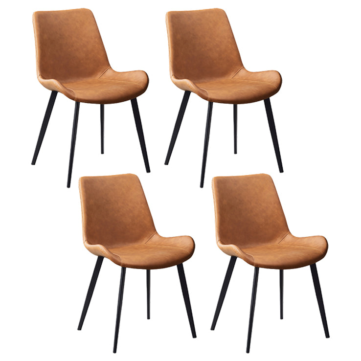 Contemporary Restaurant Leather Side Chair Solid Back Dining Chair