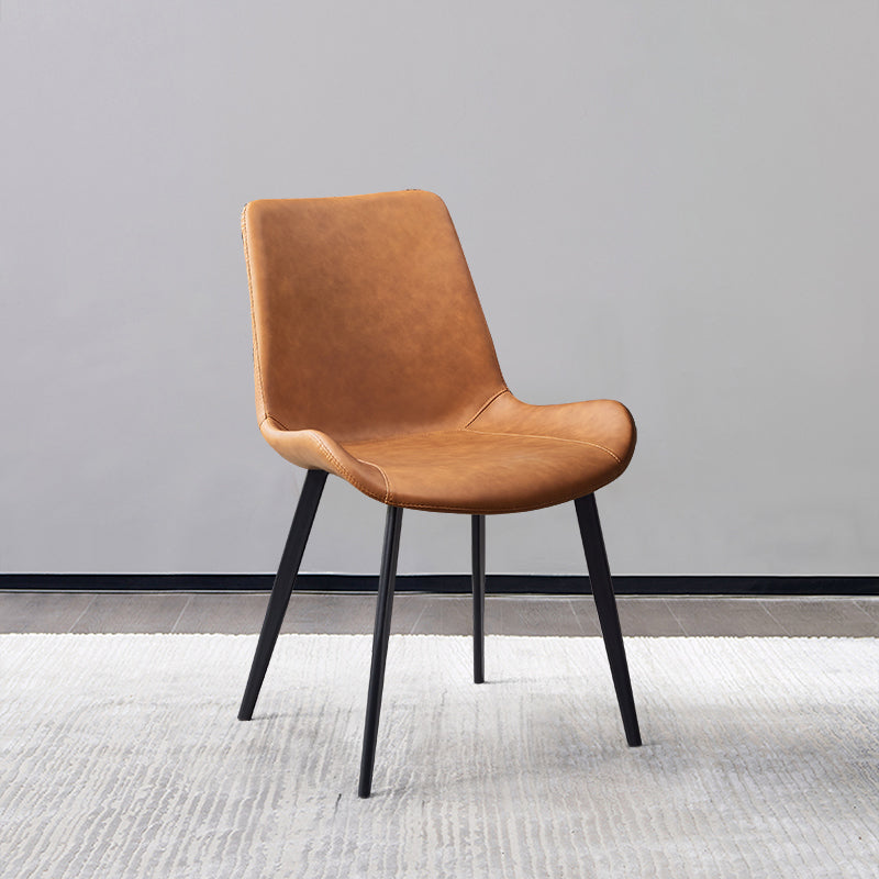 Restaurante contemporáneo Silla lateral de cuero Silla de comedor con respaldo sólido