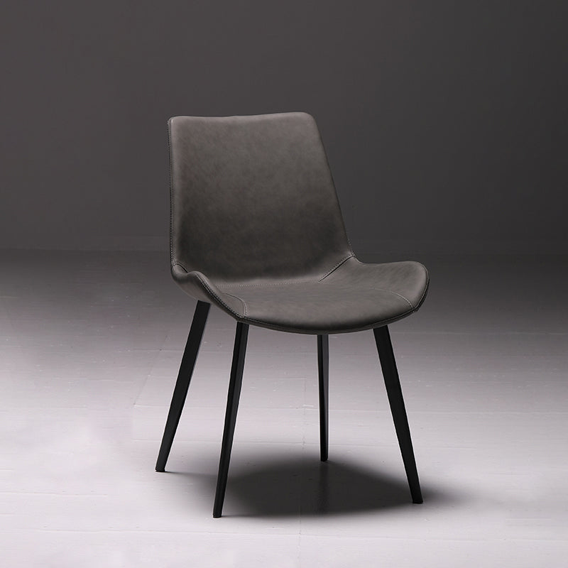 Restaurante contemporáneo Silla lateral de cuero Silla de comedor con respaldo sólido
