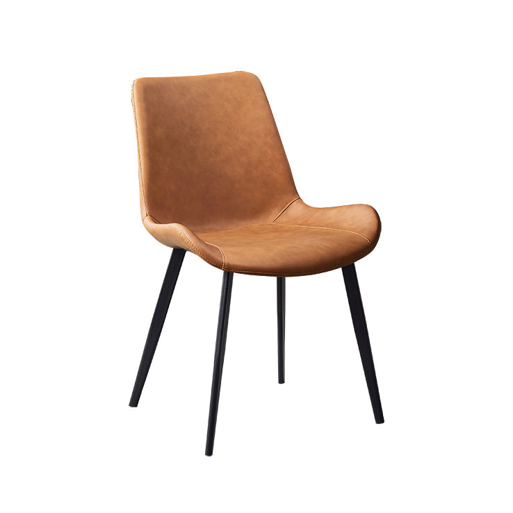 Restaurante contemporáneo Silla lateral de cuero Silla de comedor con respaldo sólido