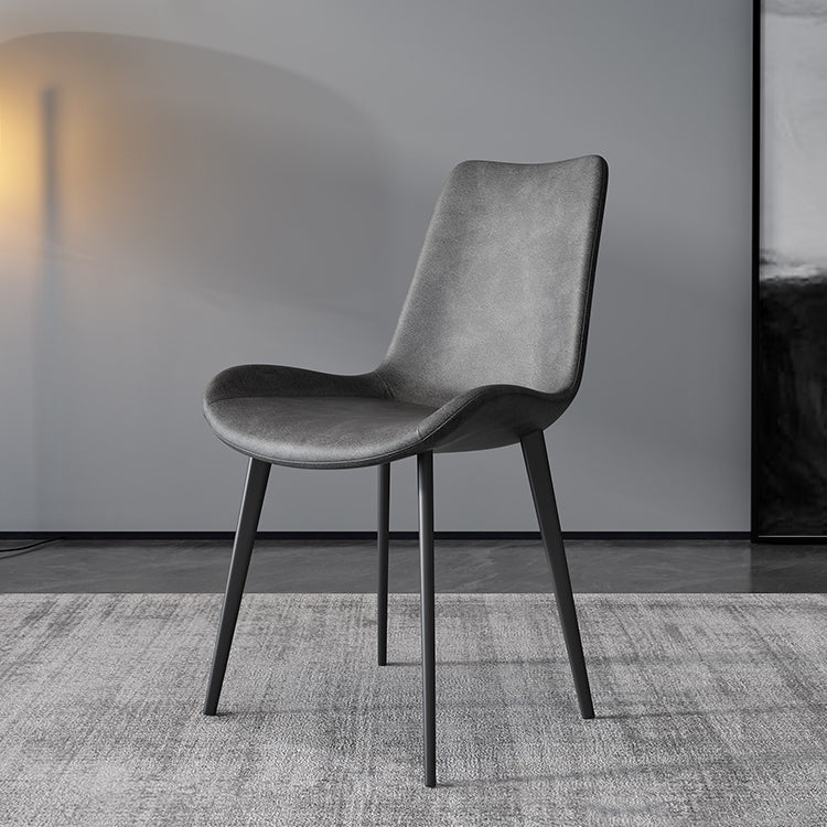 Silla sin brazos de comedor de metal contemporáneo, sillas de comedor de cuero para uso en restaurantes