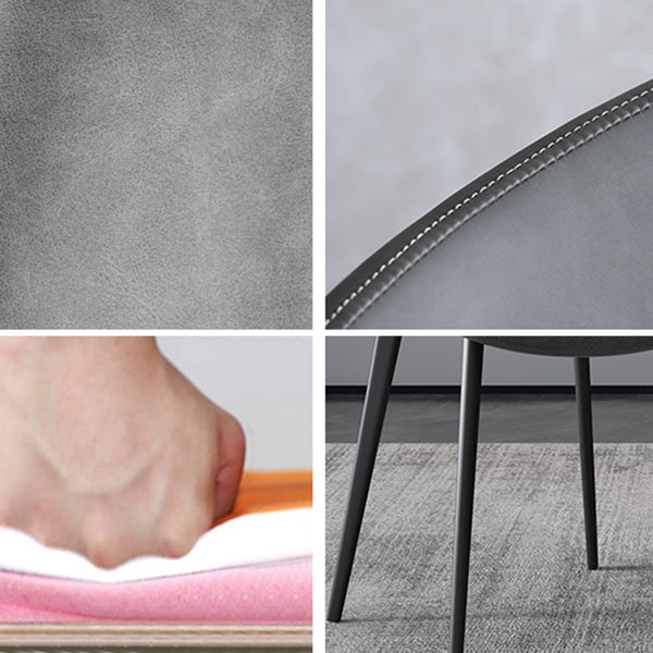 Silla sin brazos de comedor de metal contemporáneo, sillas de comedor de cuero para uso en restaurantes