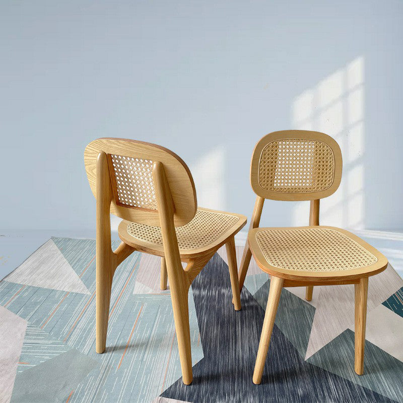 Silla de comedor de madera contemporánea con respaldo abierto, silla lateral para uso doméstico