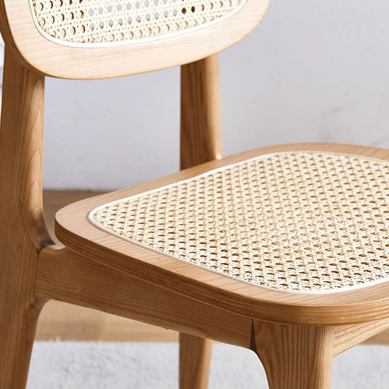 Silla de comedor de madera contemporánea con respaldo abierto, silla lateral para uso doméstico