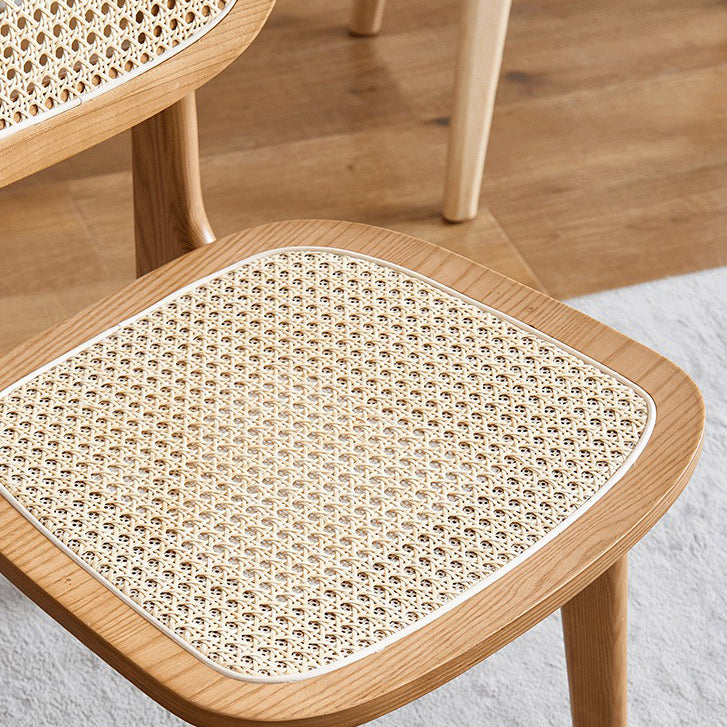 Silla de comedor de madera contemporánea con respaldo abierto, silla lateral para uso doméstico