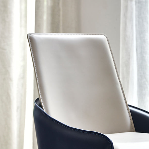 Modern Style Dining Armchairs Upholstered Solid Back Arm Chairs with Metal Legs