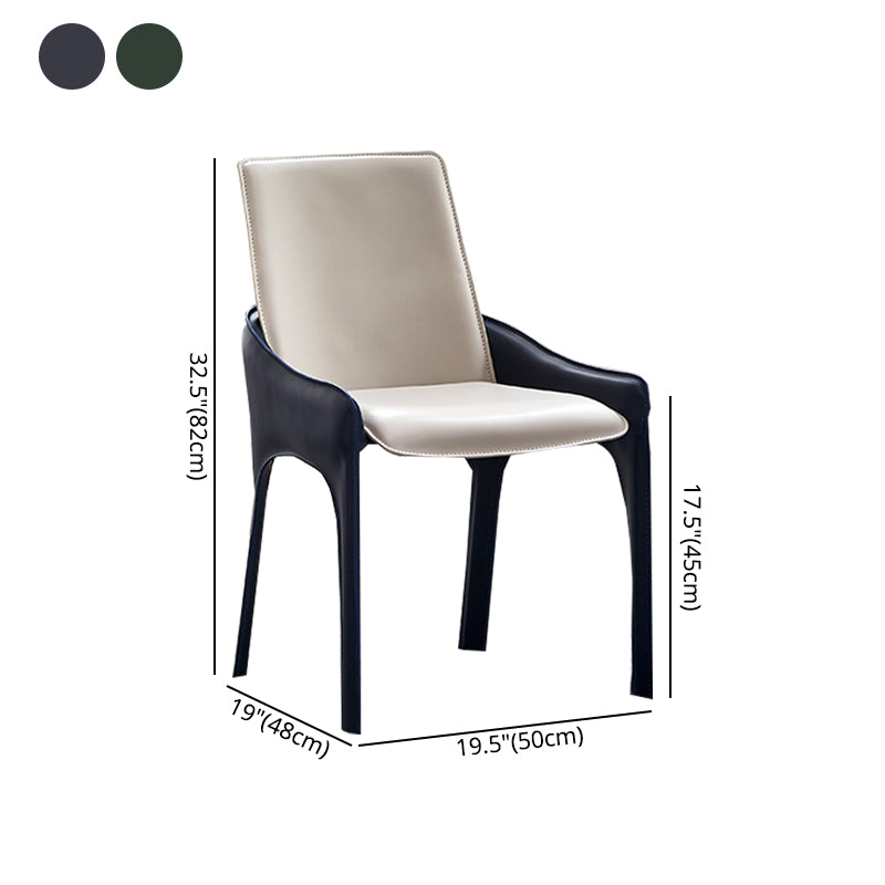 Modern Style Dining Armchairs Upholstered Solid Back Arm Chairs with Metal Legs