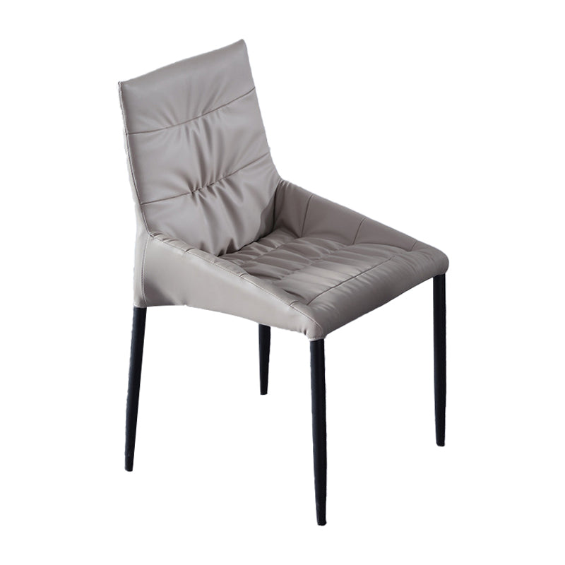 Silla auxiliar para el hogar contemporánea, silla de comedor tapizada de metal con respaldo sólido (juego de 2)